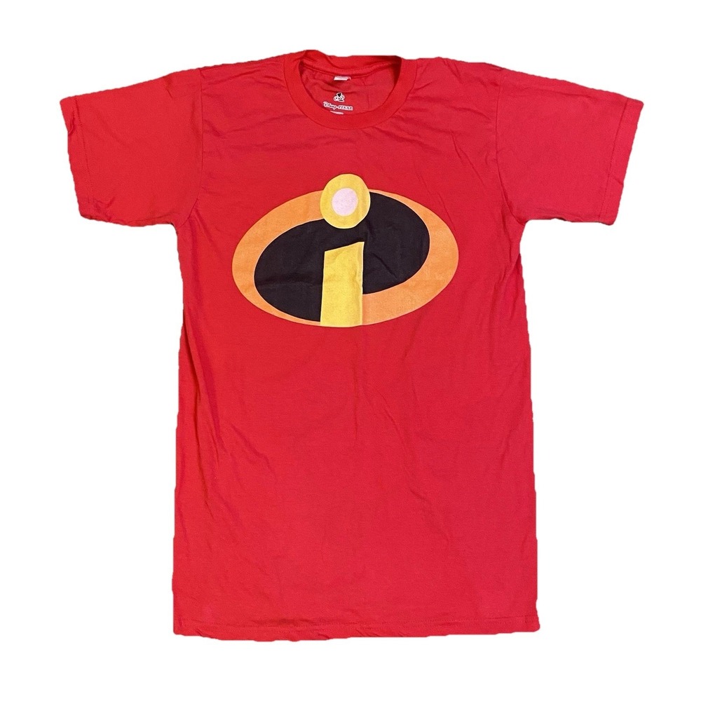 Disney Pixar Incredibles Logo Red T-Shirt‎ Size Small Superhero Movie Tee Park